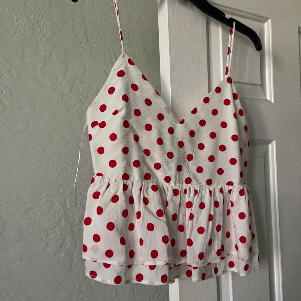 Polka dot top.